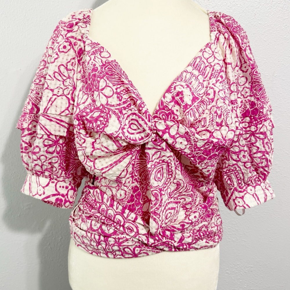 Maeve Pink and White Blouse